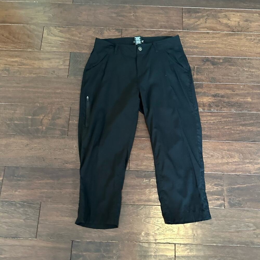 Khombu Small Solid Black High Rise Stretch Capri … - image 2